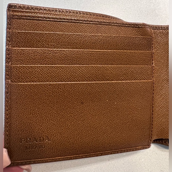 Used Prada Saffiano Leather Bifold Coin Pocket Wallet, Caffe ( Brown) - Picture 3 of 14